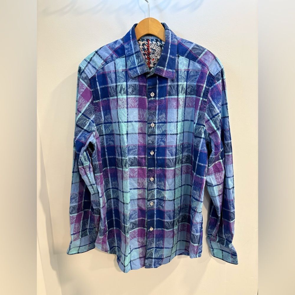 Robert Graham Blue and Purple Checkered Shirt